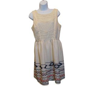 Women's Dress Xhilaration Sleeveless Cream Tribal Hipster Beige Sz. L